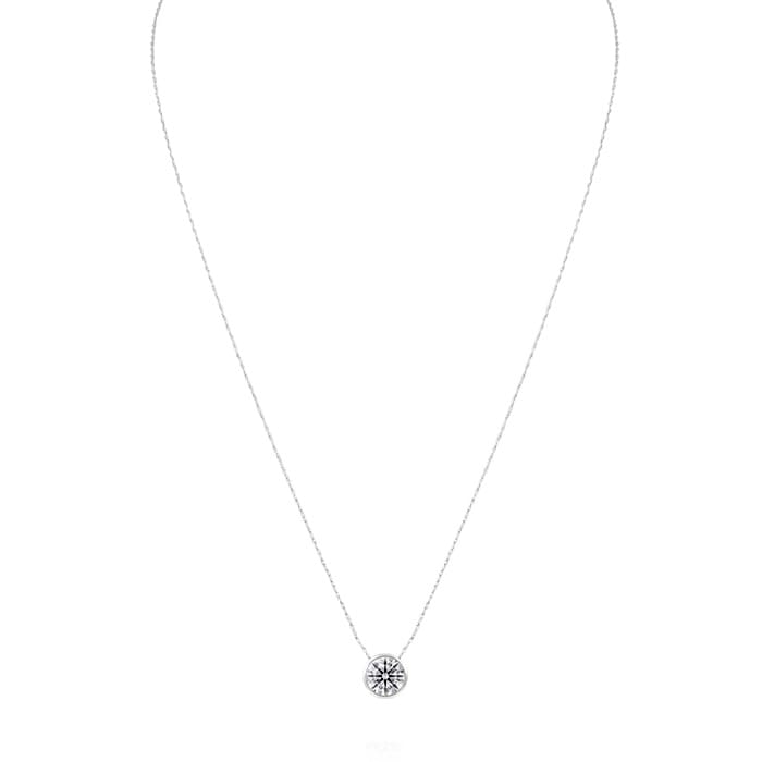 1 Carat Round Shape Lab Grown Diamond Solitaire Necklace In 14K White Gold