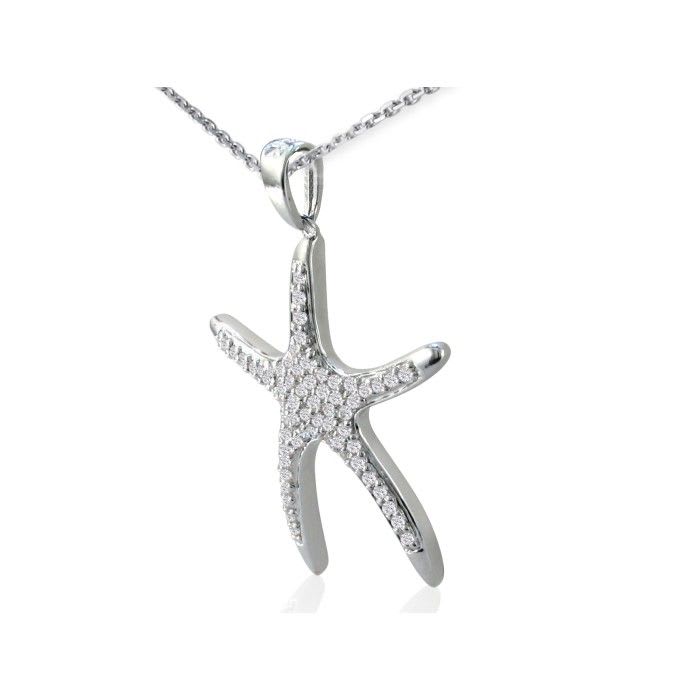 Estate Jewelry 1/3ct Large Starfish Diamond Pendant in 14 Karat White Gold
