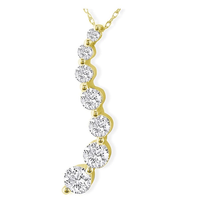 Estate Jewelry 1 Carat 7 Diamond Journey Pendant 14 Karat Yellow Gold