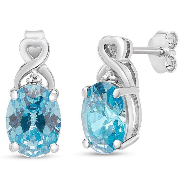 Estate Jewelry Oval Shape Blue Gemstone Earrings In Sterling Silver