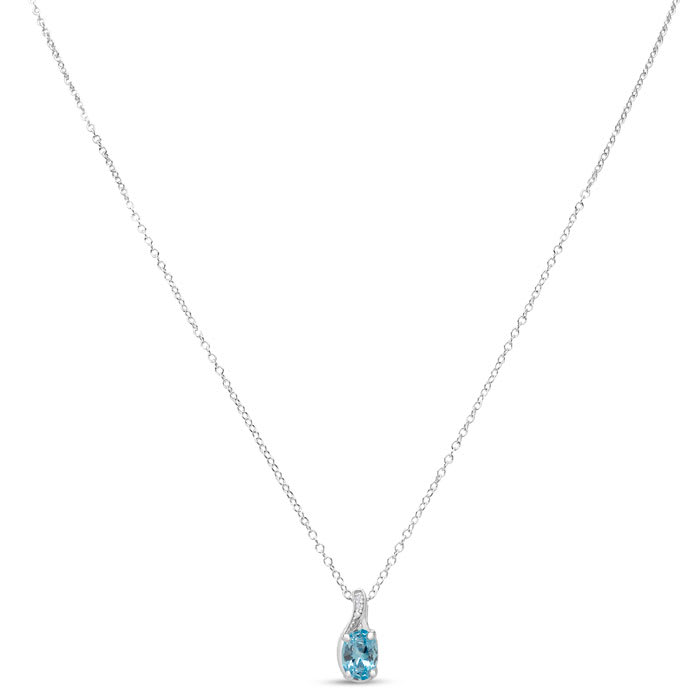 Estate Jewelry Oval Shape Blue Gemstone Necklace In Sterling Silver