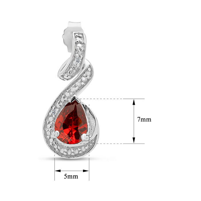 Estate Jewelry Pear Shape Garnet-Red Gemstone Earrings In Sterling Silver