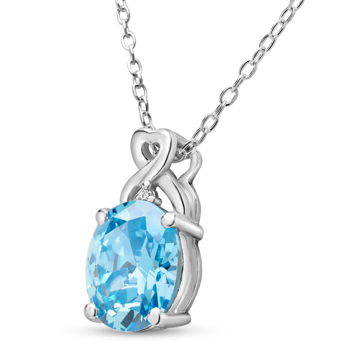 Estate Jewelry Oval Shape Blue Gemstone Necklace In Sterling Silver