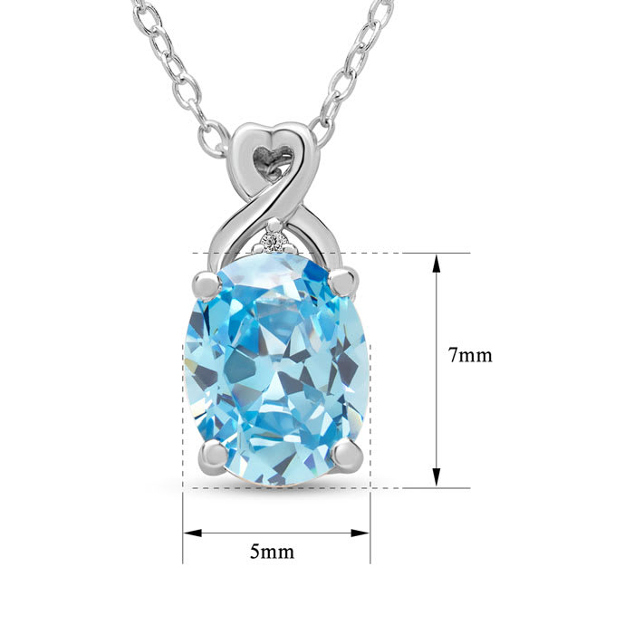 Estate Jewelry Oval Shape Blue Gemstone Necklace In Sterling Silver
