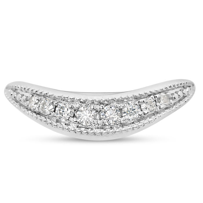 Estate Jewelry 1/3 Carat Moissanite Curved Milgrain Band, Size 6