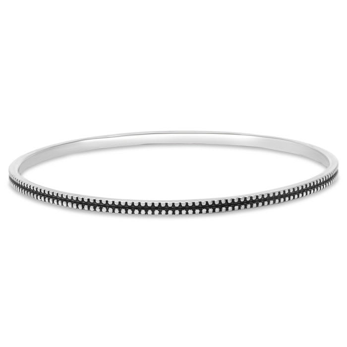 Estate Jewelry Sterling Silver Antiqued-Styled Bangle Bracelet