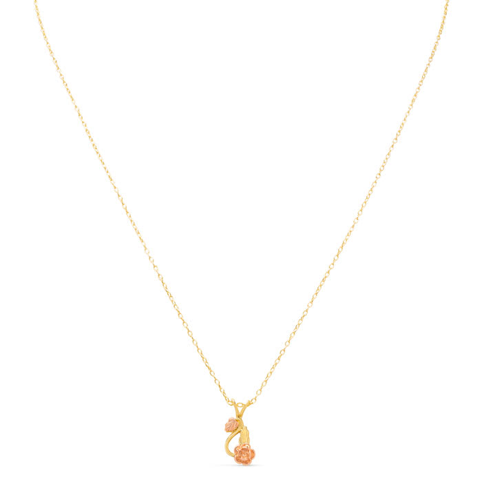 Estate Jewelry Black Hills Style Rose Necklace In 10 Karat Yellow & Rose Gold, 18 Inches