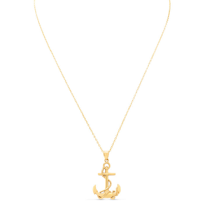 Estate Jewelry One Inch Anchor Pendant Charm In 14 Karat Yellow Gold