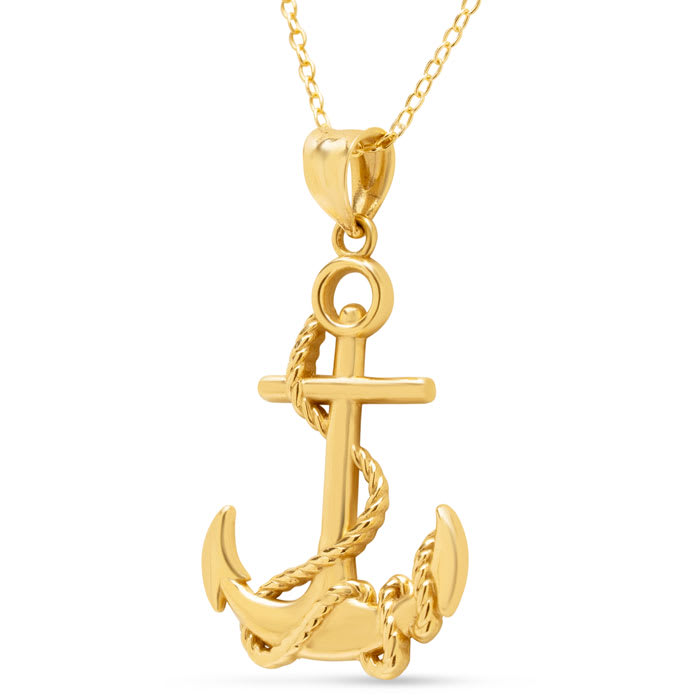 Estate Jewelry One Inch Anchor Pendant Charm In 14 Karat Yellow Gold
