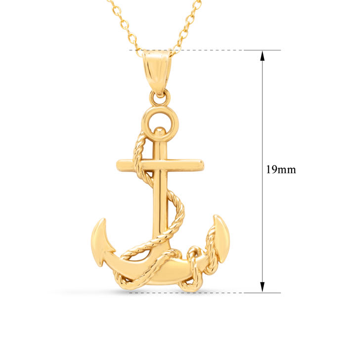 Estate Jewelry One Inch Anchor Pendant Charm In 14 Karat Yellow Gold