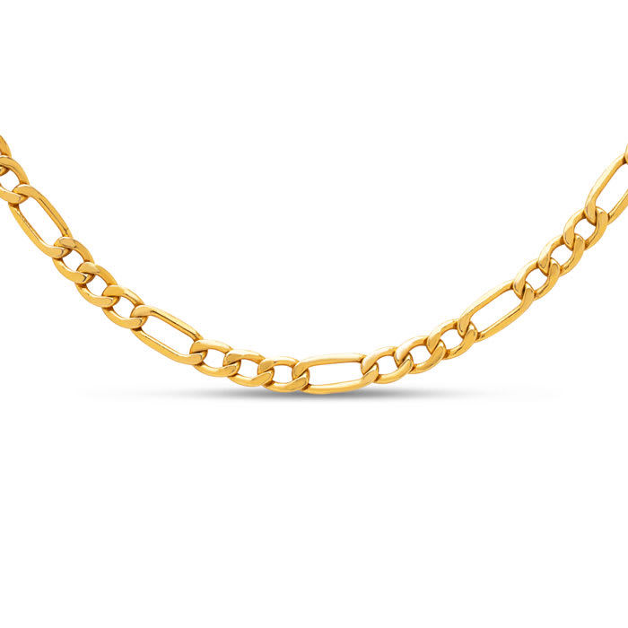 Estate Jewelry 3.2mm Figaro Link Chain In 10 Karat Yellow Gold, 22 Inches