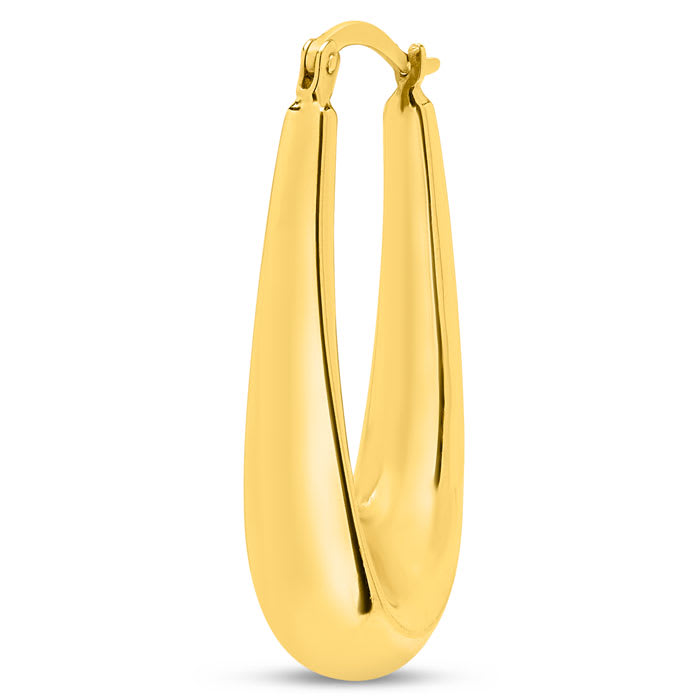 Estate Jewelry 14 Karat Yellow Gold Long Dangle Hoop Earrings