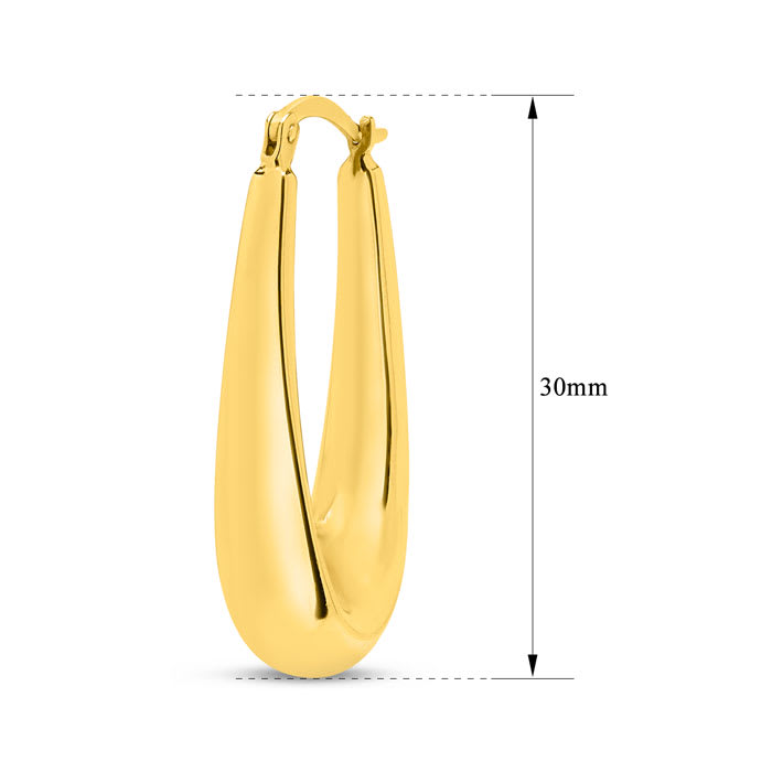 Estate Jewelry 14 Karat Yellow Gold Long Dangle Hoop Earrings