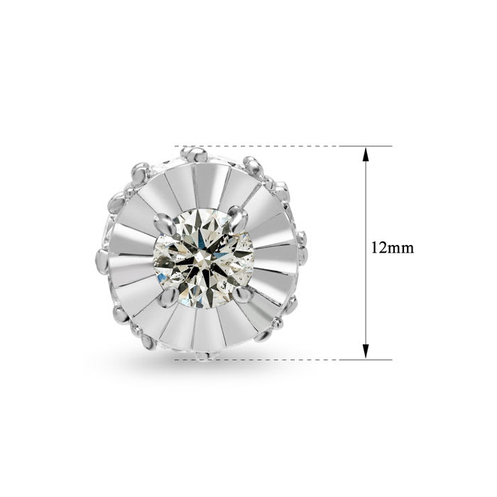Estate Jewelry 2 Carat Diamond Plus-Styled Stud Earrings In 14 Karat White Gold