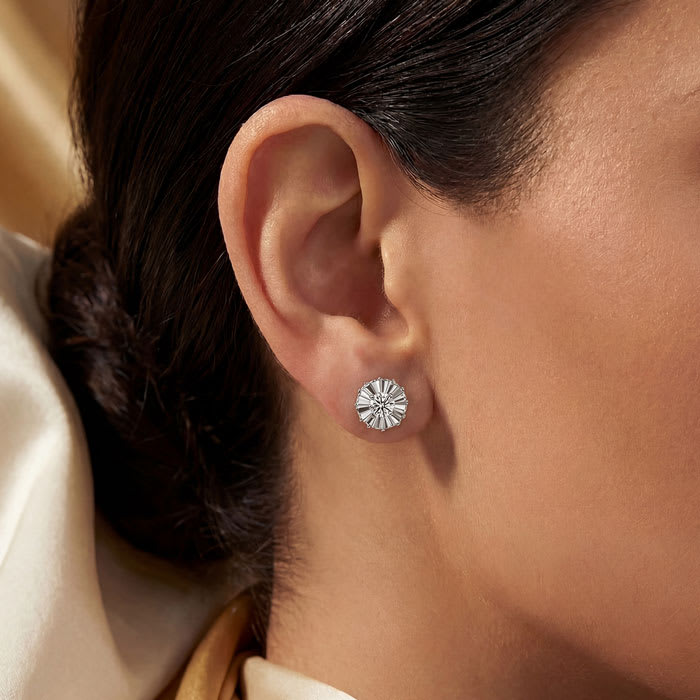 Estate Jewelry 2 Carat Diamond Plus-Styled Stud Earrings In 14 Karat White Gold