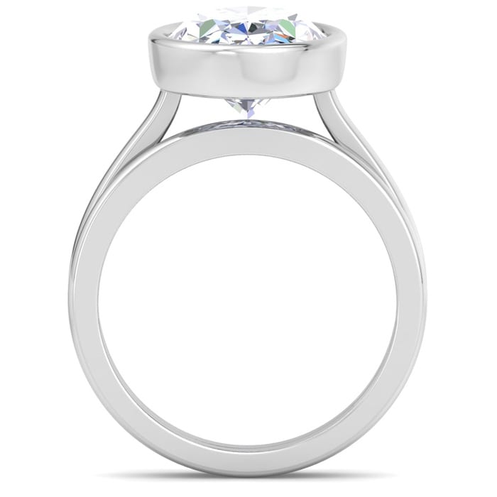5 Carat Oval Shape Lab Grown Diamond Ring With Matching Band In Platinum, Solitaire Bezel Setting
