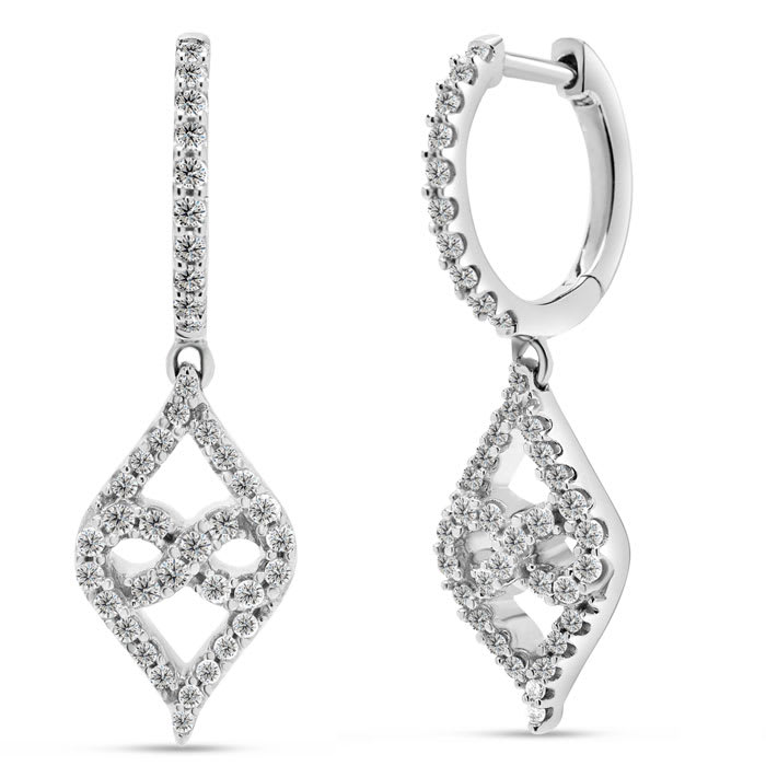 Estate Jewelry 3/8 Carat Diamond Infinity Dangle Earrings In White Gold