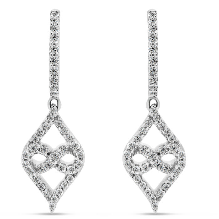 Estate Jewelry 3/8 Carat Diamond Infinity Dangle Earrings In White Gold