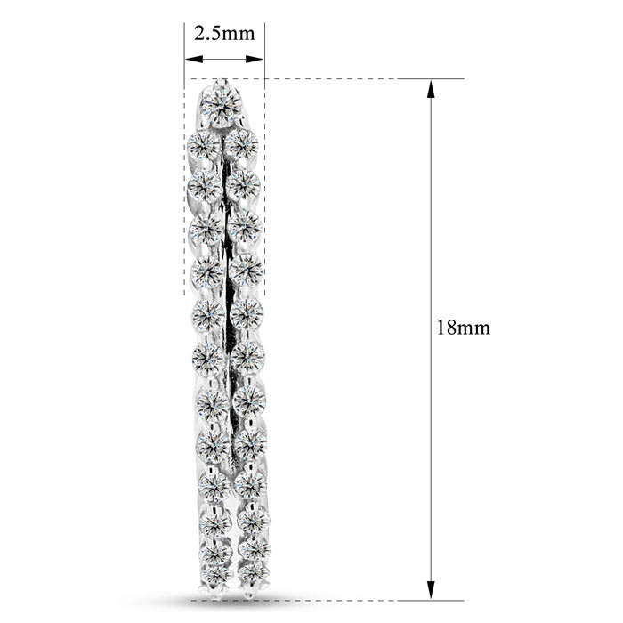 Estate Jewelry Double Row 1/2 Carat Diamond Hoop Earrings In White Gold