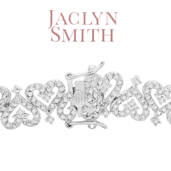 Jaclyn Smith 1 Carat Sparkling Moissanite Bracelet With Hearts, 7 Inches