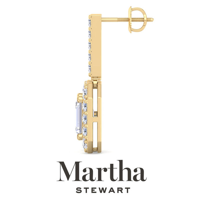 Martha Stewart 6 Carat Emerald Cut Lab Grown Diamond Drop Earrings In 14 Karat Yellow Gold