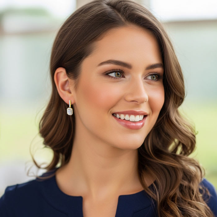 Martha Stewart 6 Carat Emerald Cut Lab Grown Diamond Drop Earrings In 14 Karat Yellow Gold