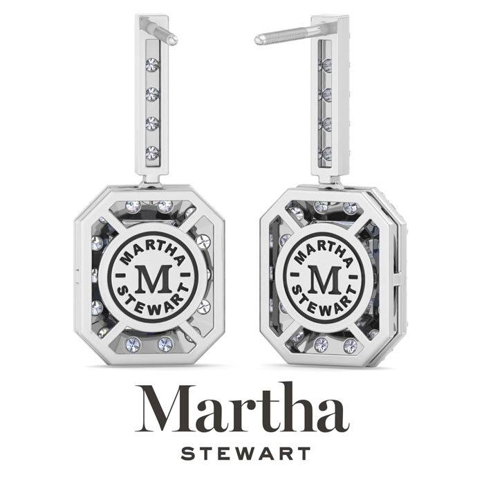 Martha Stewart 6 Carat Emerald Cut Lab Grown Diamond Drop Earrings In Sterling Silver