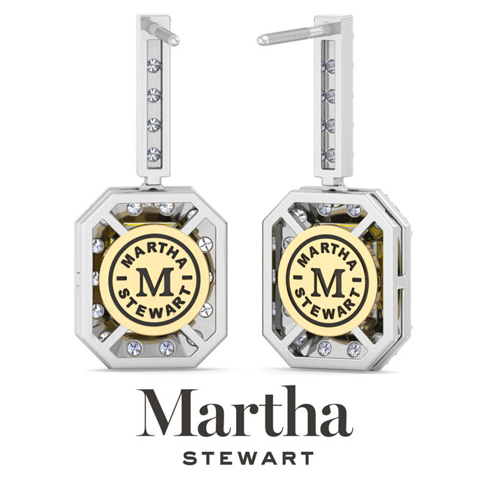 Martha Stewart 6 Carat Emerald Cut Fancy Yellow Lab Grown Diamond Drop Earrings In Sterling Silver