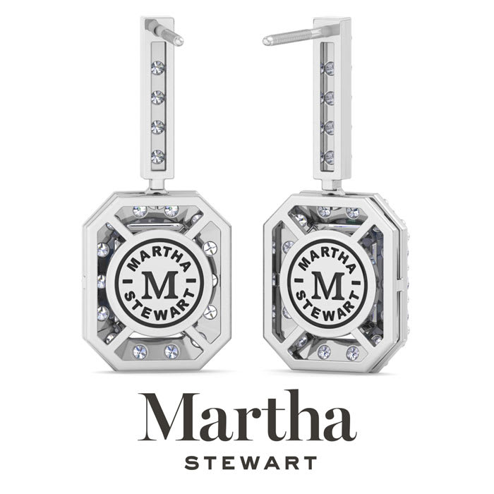 Martha Stewart 8 Carat Emerald Cut Lab Grown Diamond Drop Earrings In 14 Karat White Gold