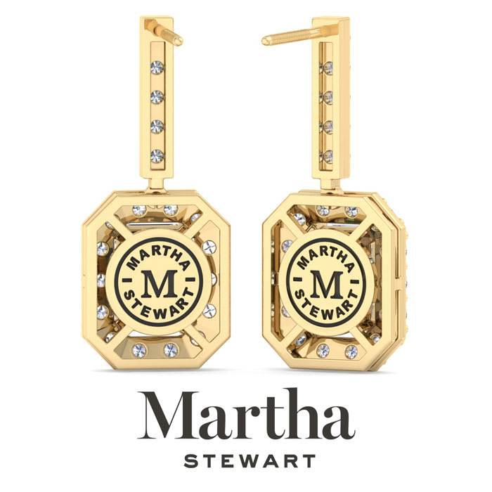 Martha Stewart 8 Carat Emerald Cut Lab Grown Diamond Drop Earrings In 14 Karat Yellow Gold