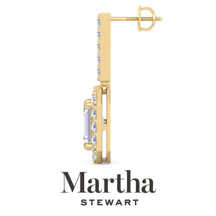Martha Stewart 8 Carat Emerald Cut Lab Grown Diamond Drop Earrings In 14 Karat Yellow Gold