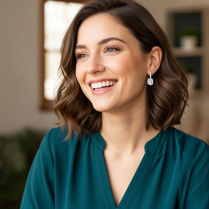 Martha Stewart 8 Carat Emerald Cut Lab Grown Diamond Drop Earrings In Sterling Silver