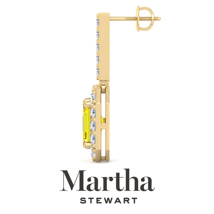 Martha Stewart 8 Carat Emerald Cut Fancy Yellow Lab Grown Diamond Drop Earrings In 14 Karat Yellow Gold
