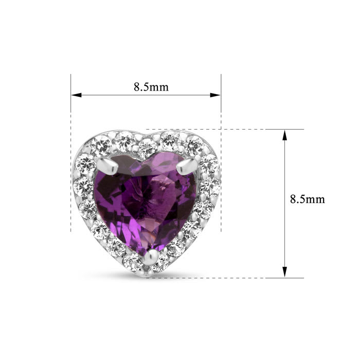 Estate Jewelry Heart Shaped Amethyst Halo Earrings In Sterling Silver