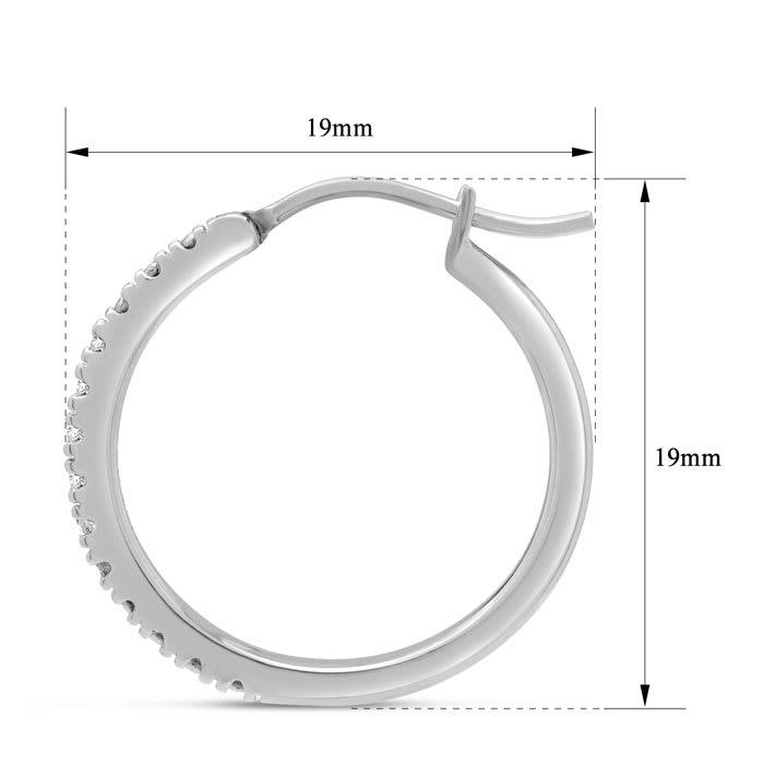 Estate Jewelry 1/10 Carat Diamond Hoops Earrings In Sterling Silver