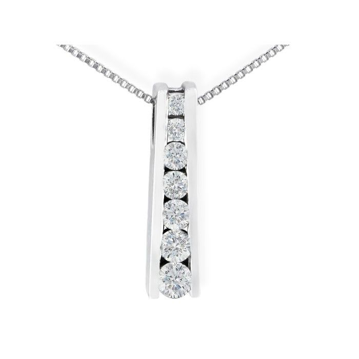 1/4ct Ladder Style Journey Diamond Pendant in 14k White Gold