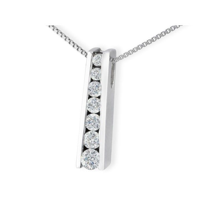 1/4ct Ladder Style Journey Diamond Pendant in 14k White Gold
