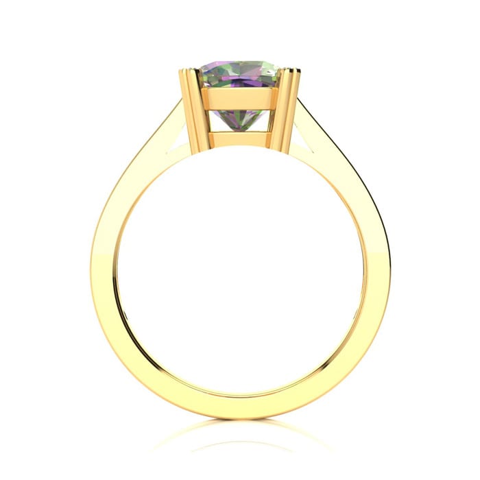 2 Carat Cushion Shape Mystic Topaz With Diamond Prongs in 10 Karat Yellow Gold