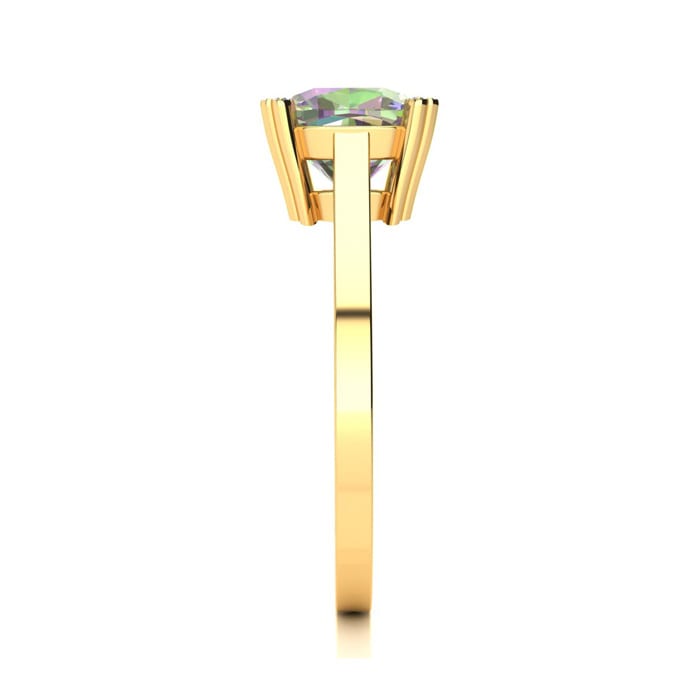 2 Carat Cushion Shape Mystic Topaz With Diamond Prongs in 10 Karat Yellow Gold