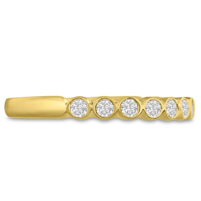 14 Karat Yellow Gold 1/4 Carat Bezel Set Diamond Eternity Band, H-I I1-I2, Ring Sizes 4 to 9 1/2