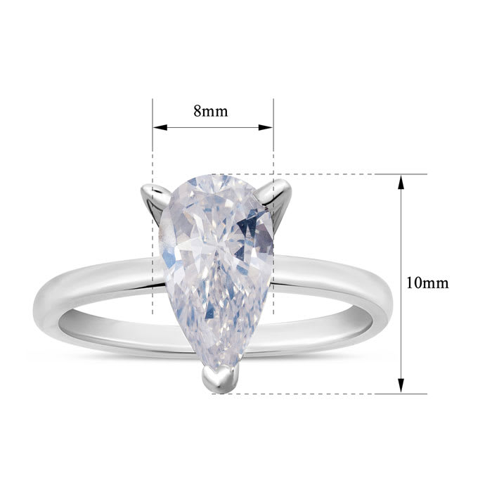 Estate Jewelry 1 3/4 Carat Natural Diamond Pear Shape Solitaire Engagement Ring In Sterling Silver, Size 7
