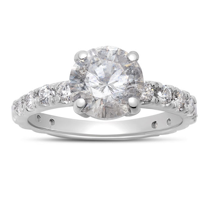 Estate Jewelry 1 3/4 Carat Natural Diamond Engagement Ring In 14K White Gold, Size 6