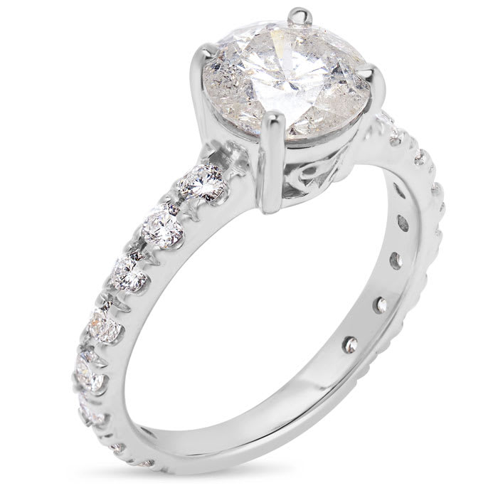 Estate Jewelry 1 3/4 Carat Natural Diamond Engagement Ring In 14K White Gold, Size 6