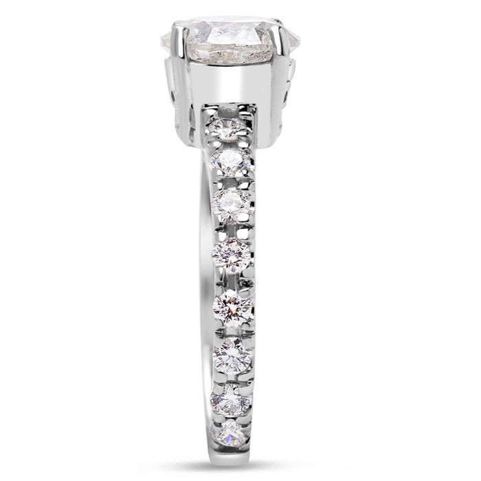 Estate Jewelry 1 3/4 Carat Natural Diamond Engagement Ring In 14K White Gold, Size 6
