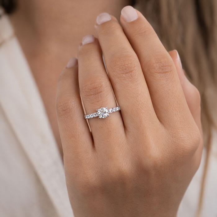 Estate Jewelry 1 3/4 Carat Natural Diamond Engagement Ring In 14K White Gold, Size 6