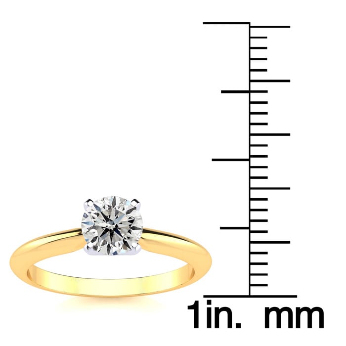Round Engagement Rings, 3/4 Carat Diamond Solitaire Ring Crafted In 14K Yellow Gold