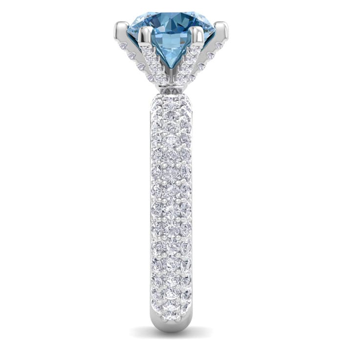 3 Carat Blue Diamond Engagement Ring In 14K White Gold