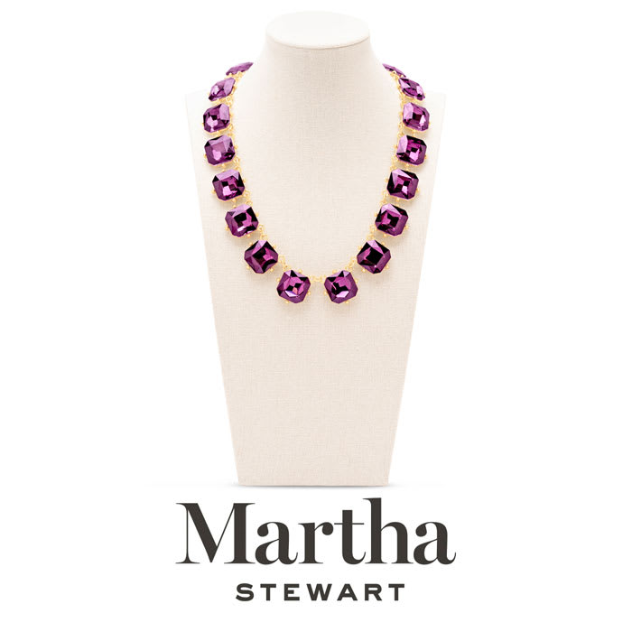 Martha Stewart Cushion Crystal Statement Necklace, Purple