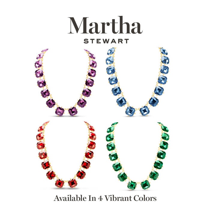 Martha Stewart Cushion Crystal Statement Necklace, Purple