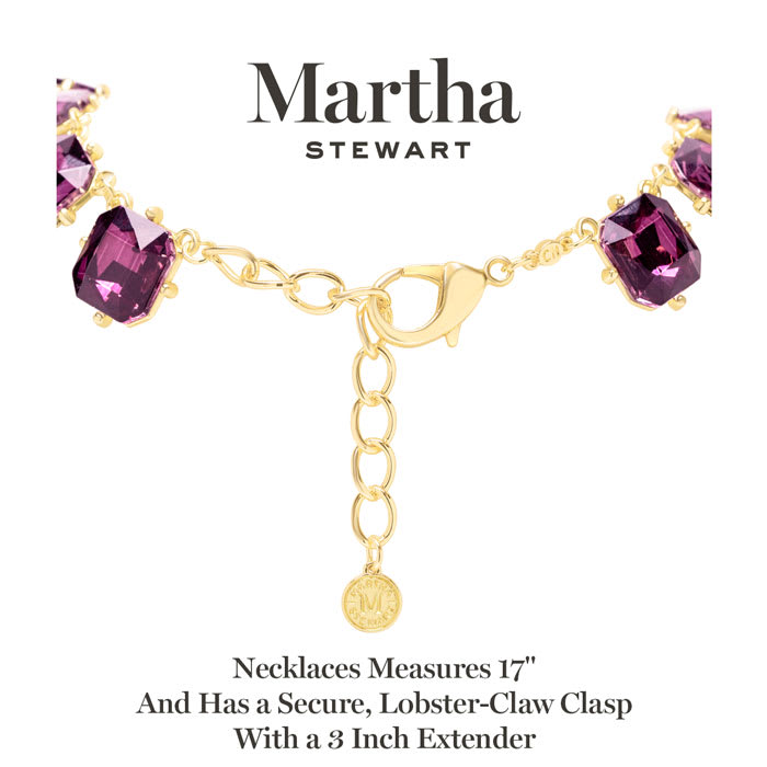 Martha Stewart Cushion Crystal Statement Necklace, Purple